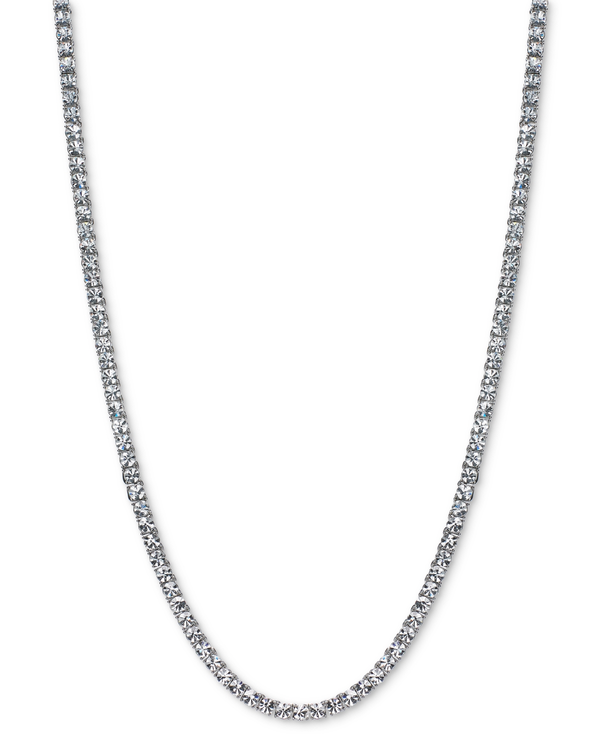 Shop On 34th Crystal All-around Tennis Necklace, 15" + 2" Extender, Exclusively At Macy's In Silver
