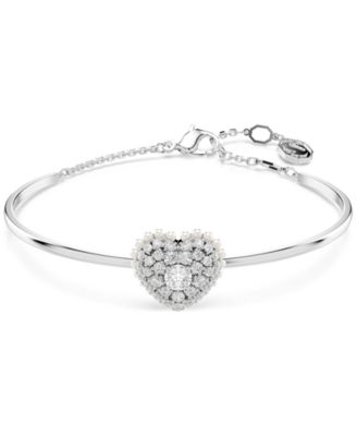 Swarovski Silver-Tone Hyperbola Heart Bangle Bracelet - Macy's