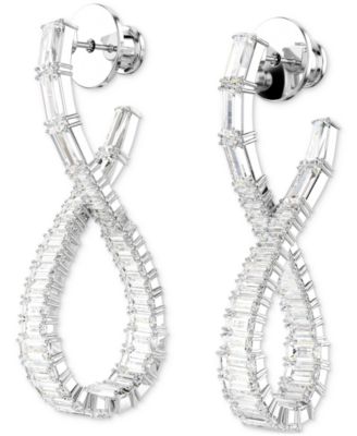 Rhodium-Plated Baguette Crystal Infinity Drop Earrings