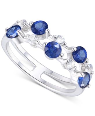 Emerald (5/8 ct. t.w.) & Diamond (1/5 ct. t.w.) Double Row Ring in 14k Gold (Also in Ruby & Sapphire)