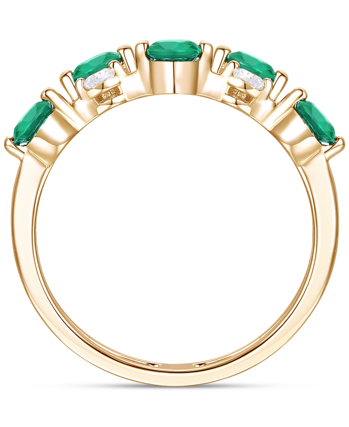 (5/8 ct. t.w.) & Diamond (1/5 ct. t.w.) Double Row Ring in 14k Gold (Also in Ruby & Sapphire) - Emerald
