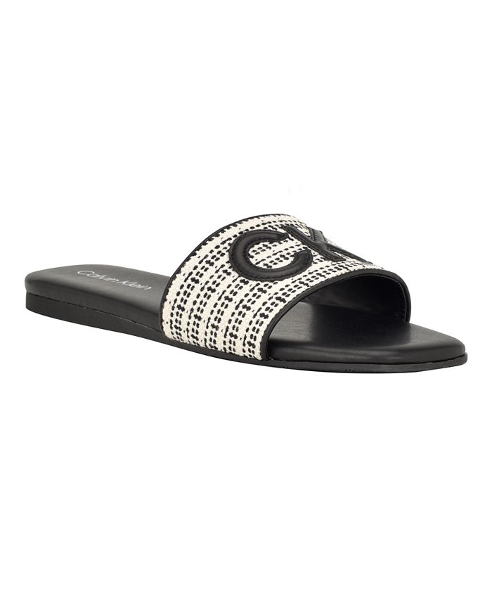 Calvin Klein Women's Yides Slip-On Square Toe Flat Sandals - Macy's