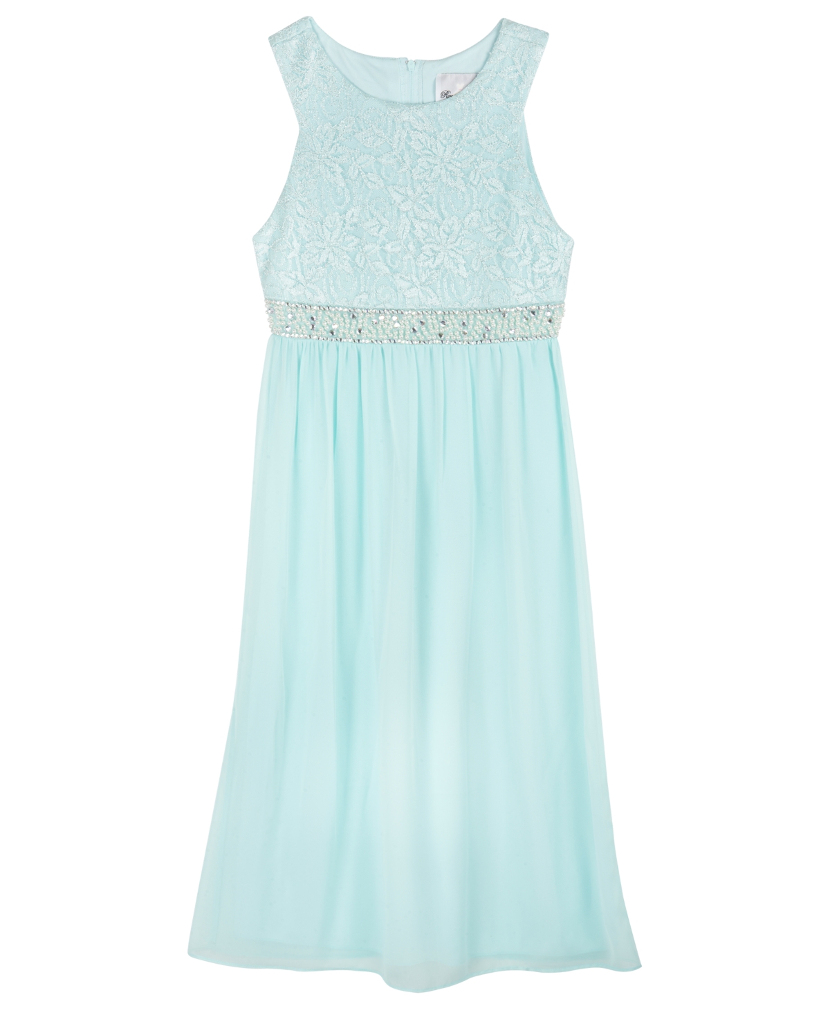 Rare Editions Kids' Big Girls Glitter Lace Maxi Party Dress In Mint