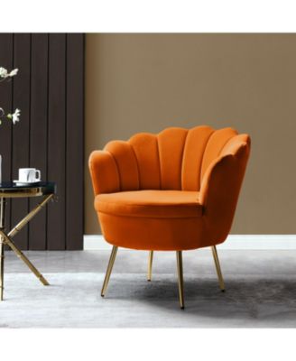 Modern Velvet Barrel Chair with Channel Tufted Back