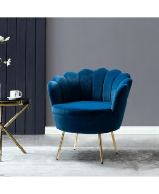 Modern Velvet Barrel Chair with Channel Tufted Back