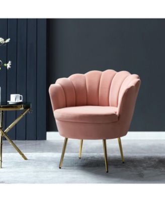 Modern Velvet Barrel Chair with Channel Tufted Back