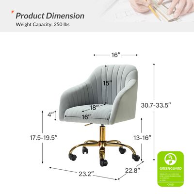 Velvet Home Office Desk Chair Height Adjustable Chair