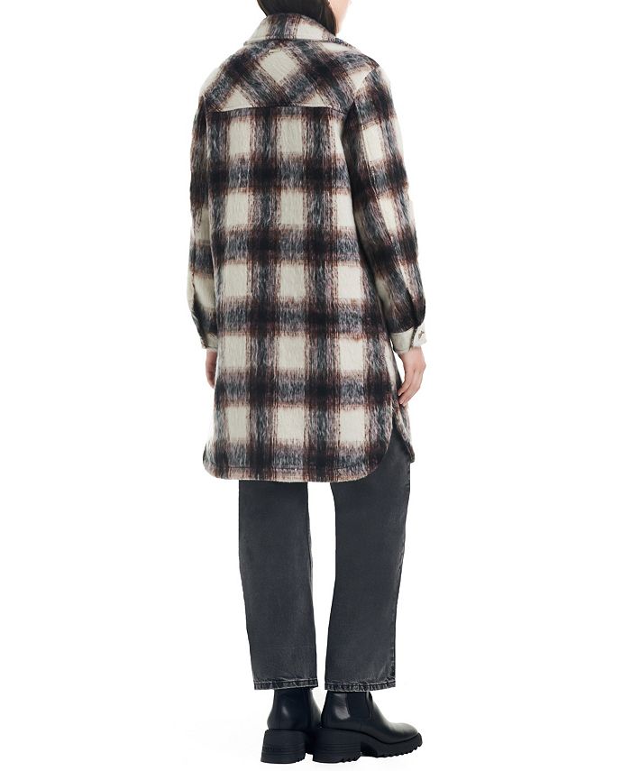 Sanctuary Women's Plaid Faux Wool Long Coat Macy's