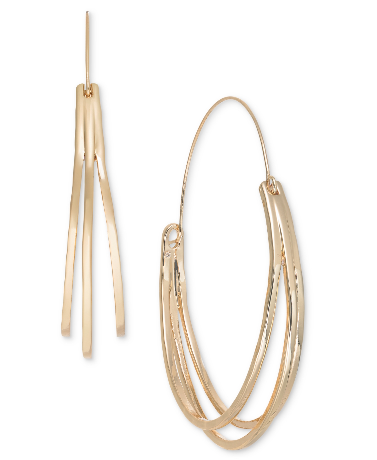 Gold-Tone Wing Hoop Earrings, 2-1/2", Created for Macy's - Silver