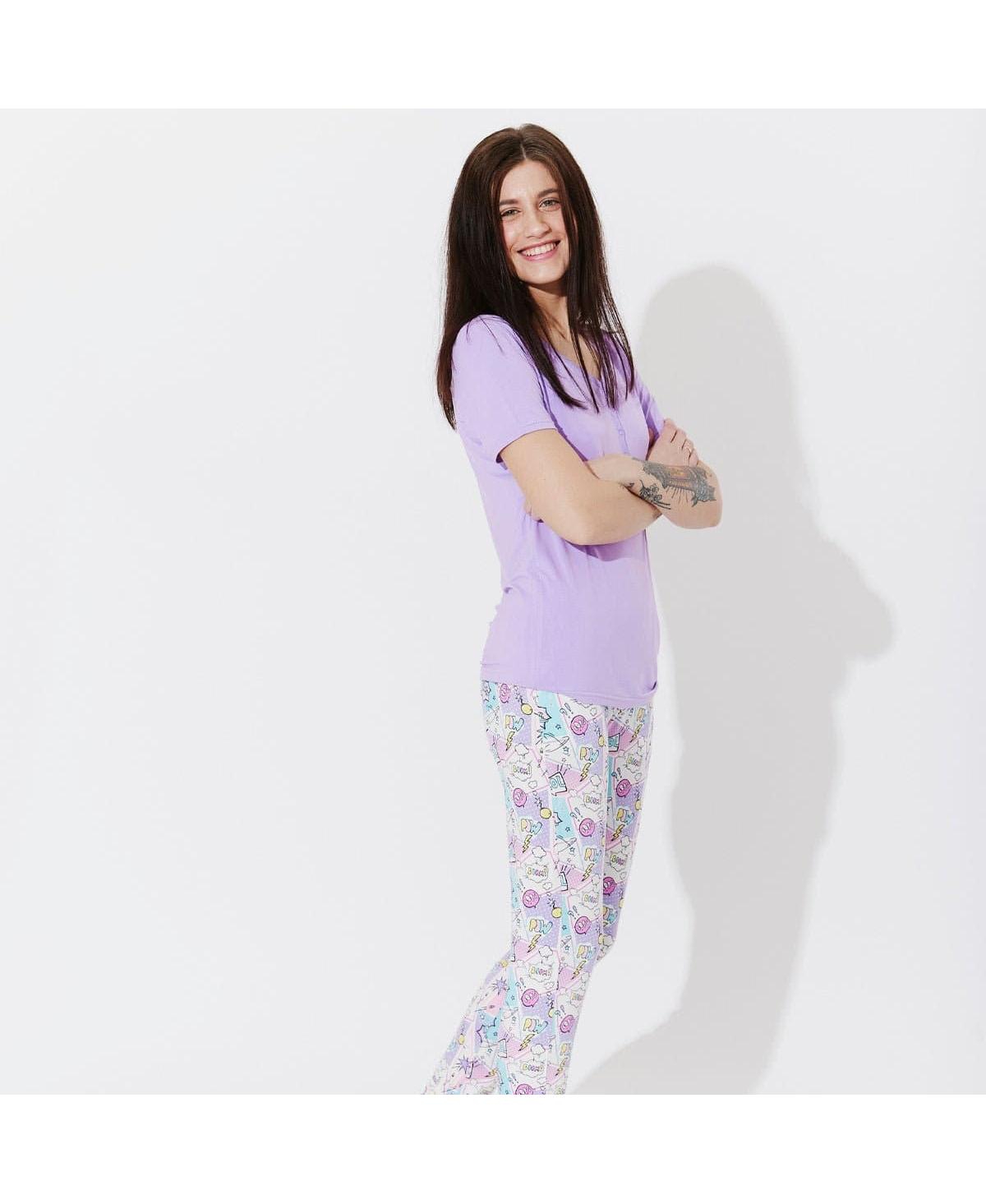 Shop Bellabu Bear Women's Comic Purple Set Of 2 Piece Pajamas