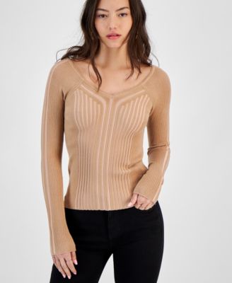 GUESS - Women's Allie V-Neck Ribbed Sweater