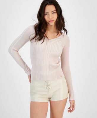 GUESS - Women's Allie V-Neck Ribbed Sweater