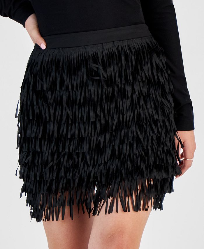 GUESS Women's Yuzi Fringe Mini Skirt - Macy's
