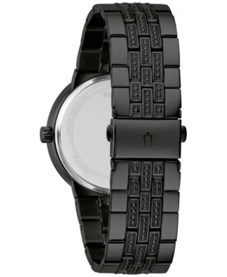 Bulova Men's Classic Crystal Black-Tone Stainless Steel Bracelet Watch ...