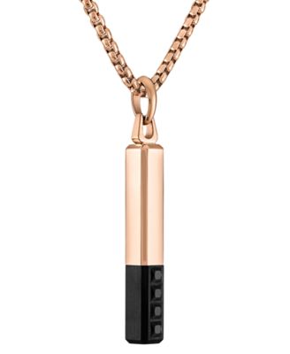Black & Rose Gold-Tone IP Stainless Steel Black Spinel 26" Pendant Necklace