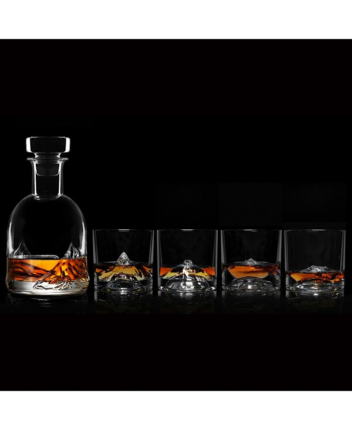 Liiton The Peaks Crystal Whiskey Decanter with Glasses, Set of 5 Macy