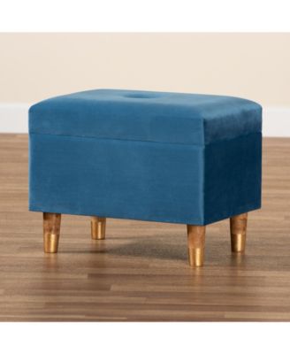 Elias Modern and Contemporary Velvet Fabric Upholstered and Finished Wood Storage Ottoman