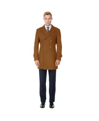 Men's Big & Tall Double Breasted Pea Coat Wool Blend Dress Peacoat
