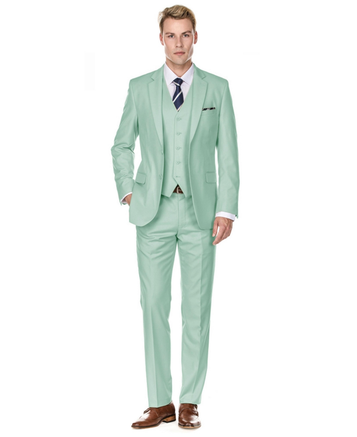 Men's 3-Piece Premium Vested 3-Piece Slim Fit Suit - Burgundy