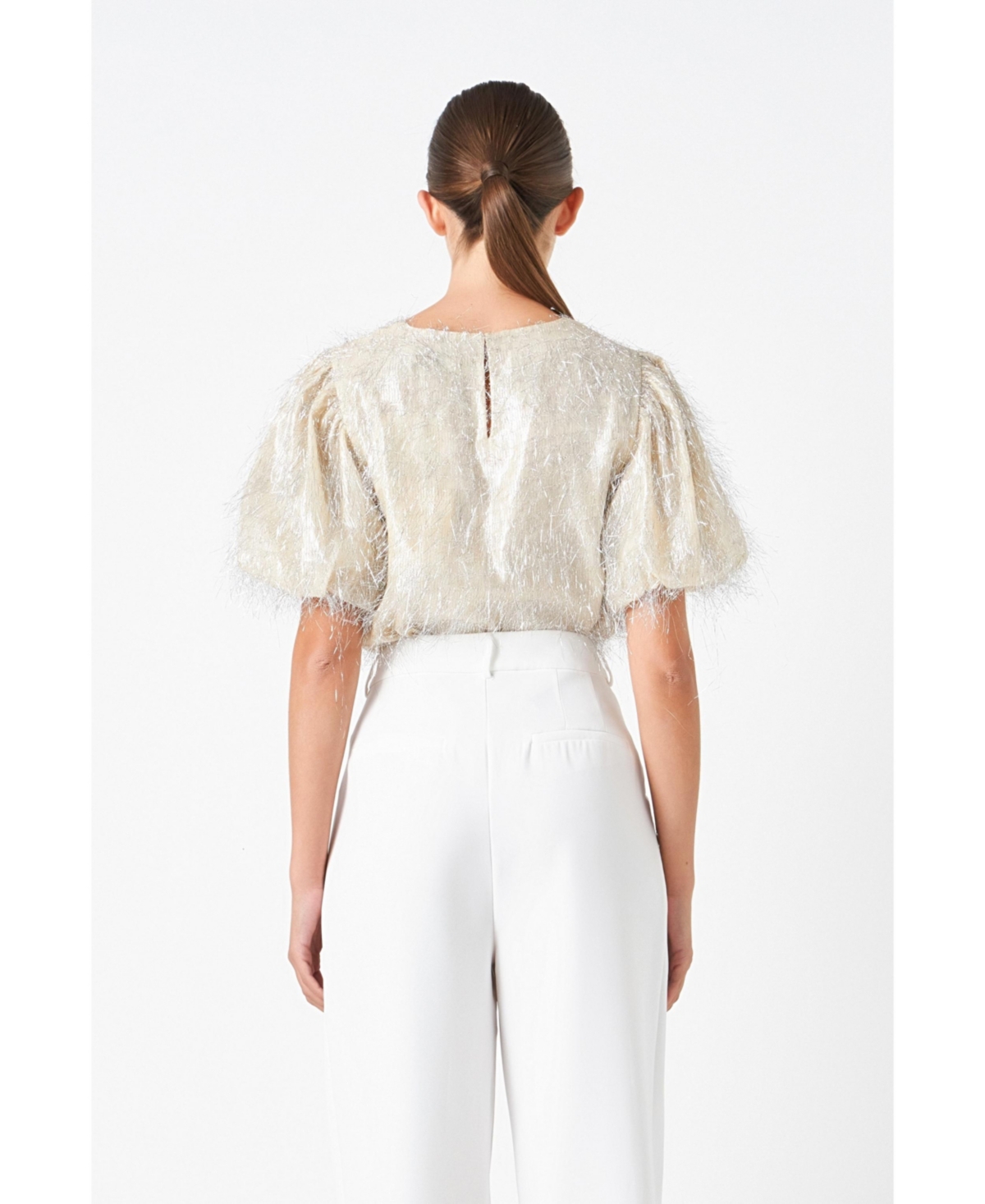 Women's Fringe Puff Sleeve Top