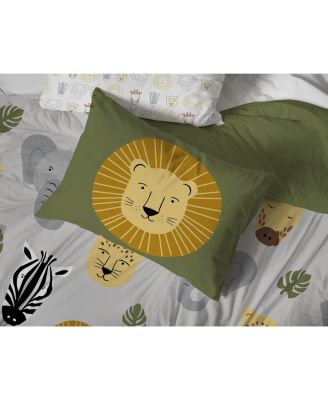 Safari Friends 100% Organic Cotton Duvet Cover & Sham Set, Full/Queen