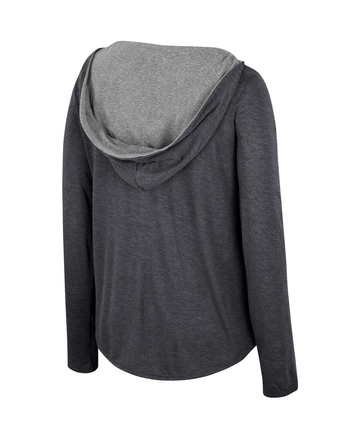 Shop Colosseum Women's  Black Distressed Iowa Hawkeyes Heather Long Sleeve Hoodie T-shirt