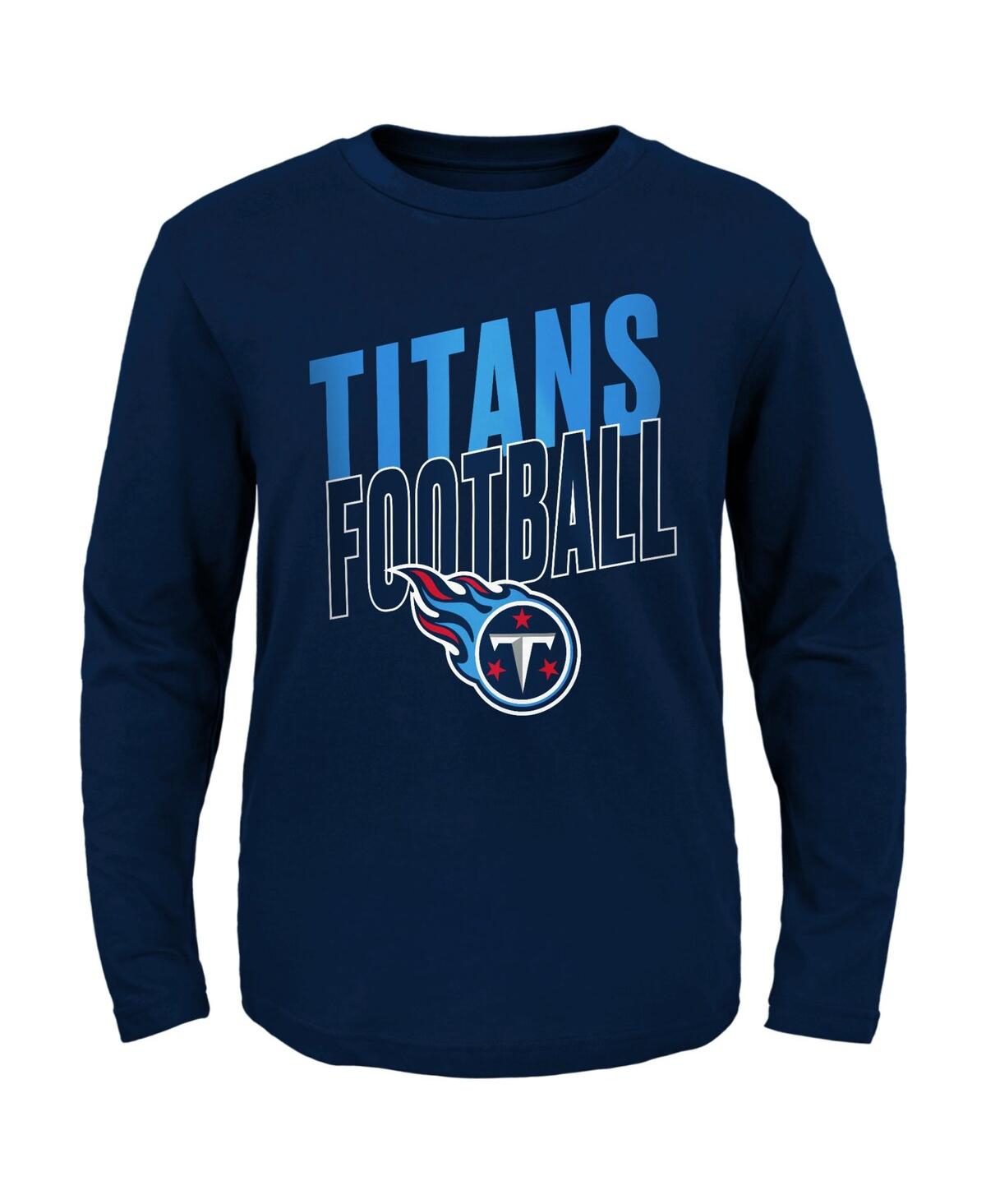 Shop Outerstuff Big Boys Navy Tennessee Titans Showtime Long Sleeve T-shirt