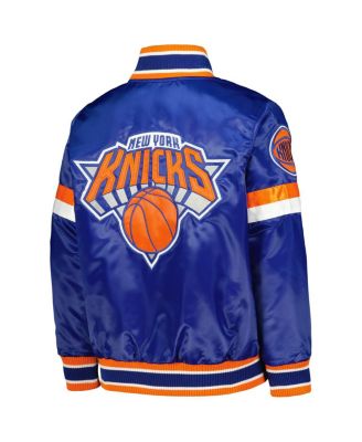 Starter Big Boys Blue New York Knicks Home Game Varsity Satin Full-Snap Jacket