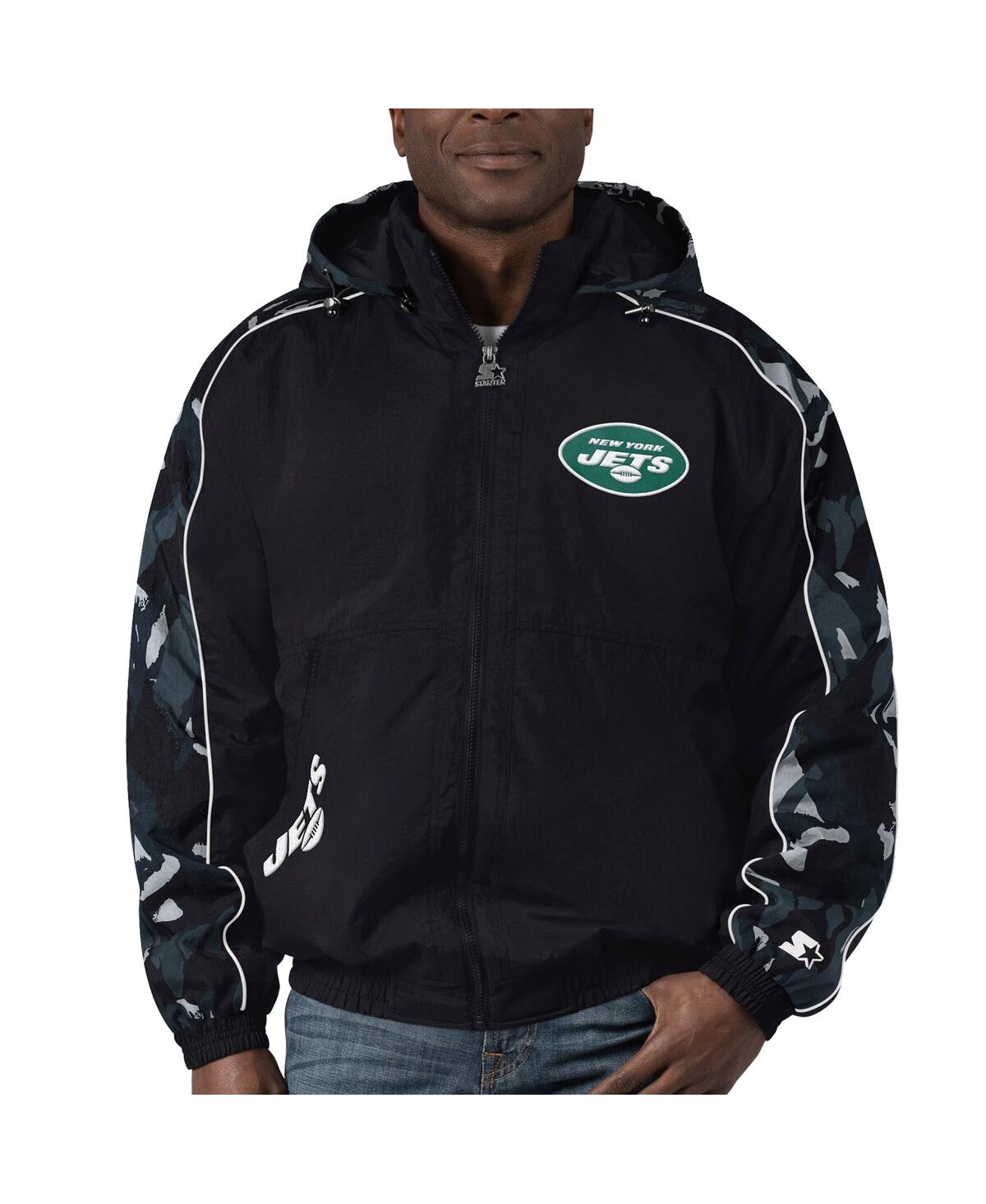 Shop Starter Men's  Black New York Jets Thursday Night Gridiron Full-zip Hoodie Jacket