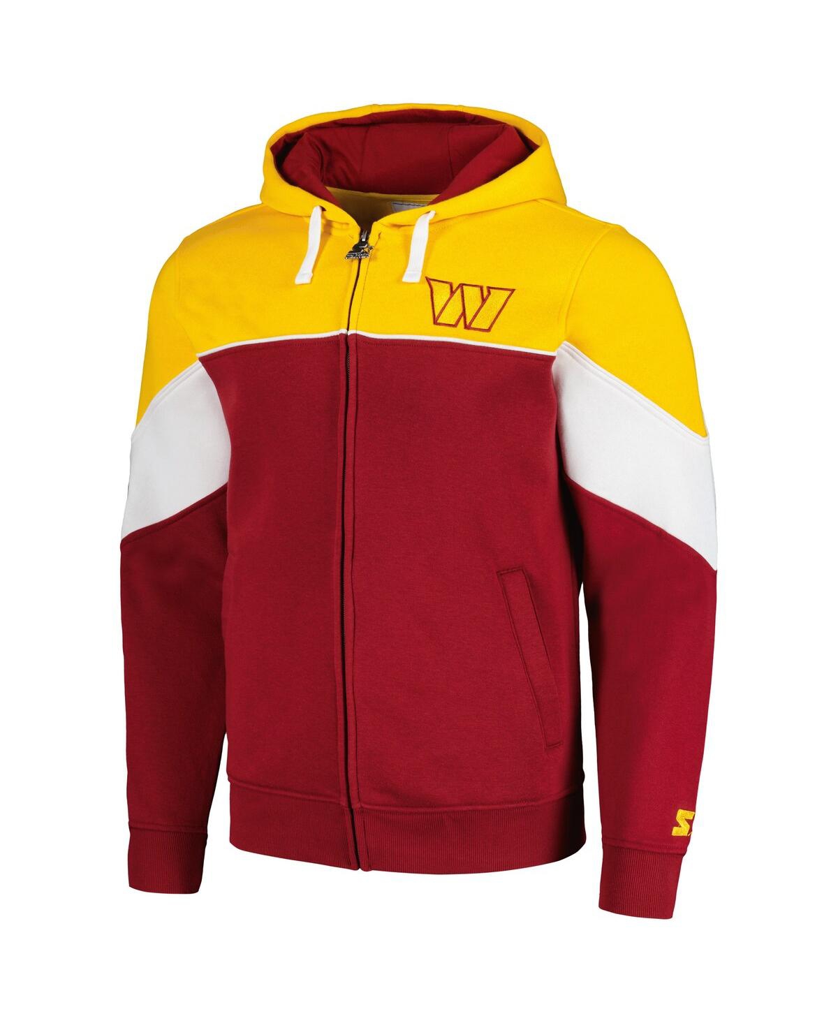 Shop Starter Men's  Burgundy, Gold Washington Commanders Running Back Full-zip Hoodie In Burgundy,gold