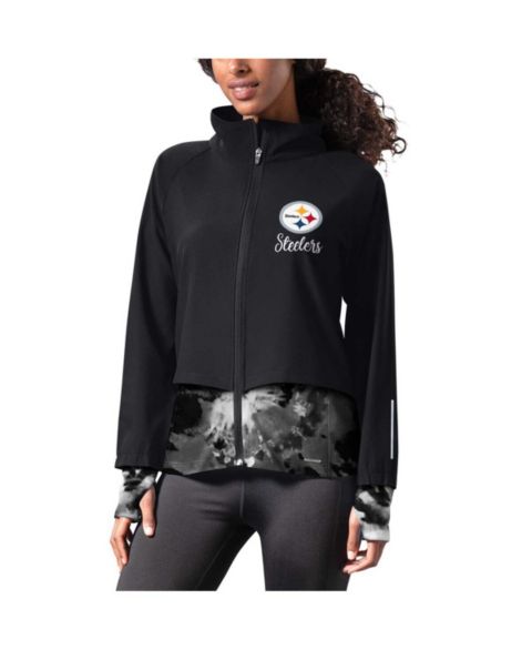 Женские куртки MSX by Michael Strahan Women's Black Pittsburgh Steelers Grace Raglan Full-Zip Running Jacket
