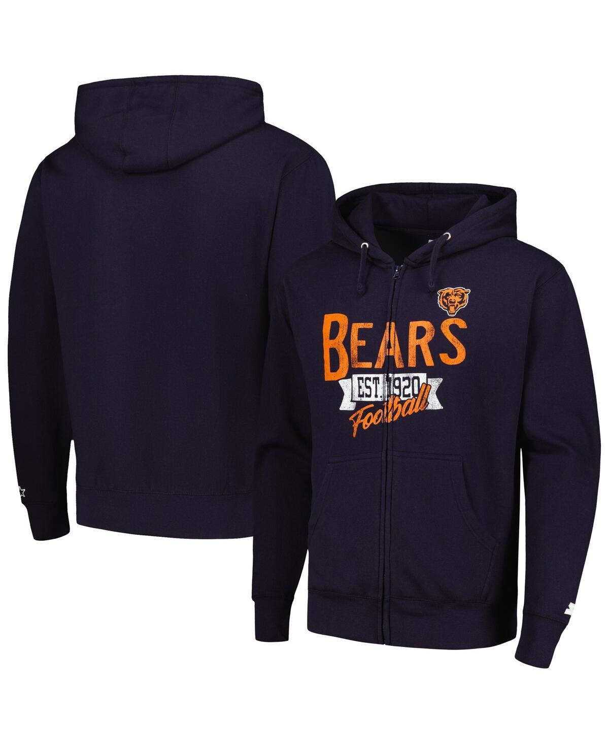 Starter Navy Chicago Bears Domestic Post Season Full-zip Hoodie In Navy