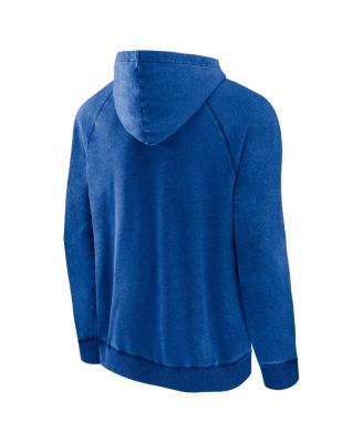 Men's Heather Royal Distressed Golden State Warriors Foul Trouble Snow Wash Raglan Pullover Hoodie