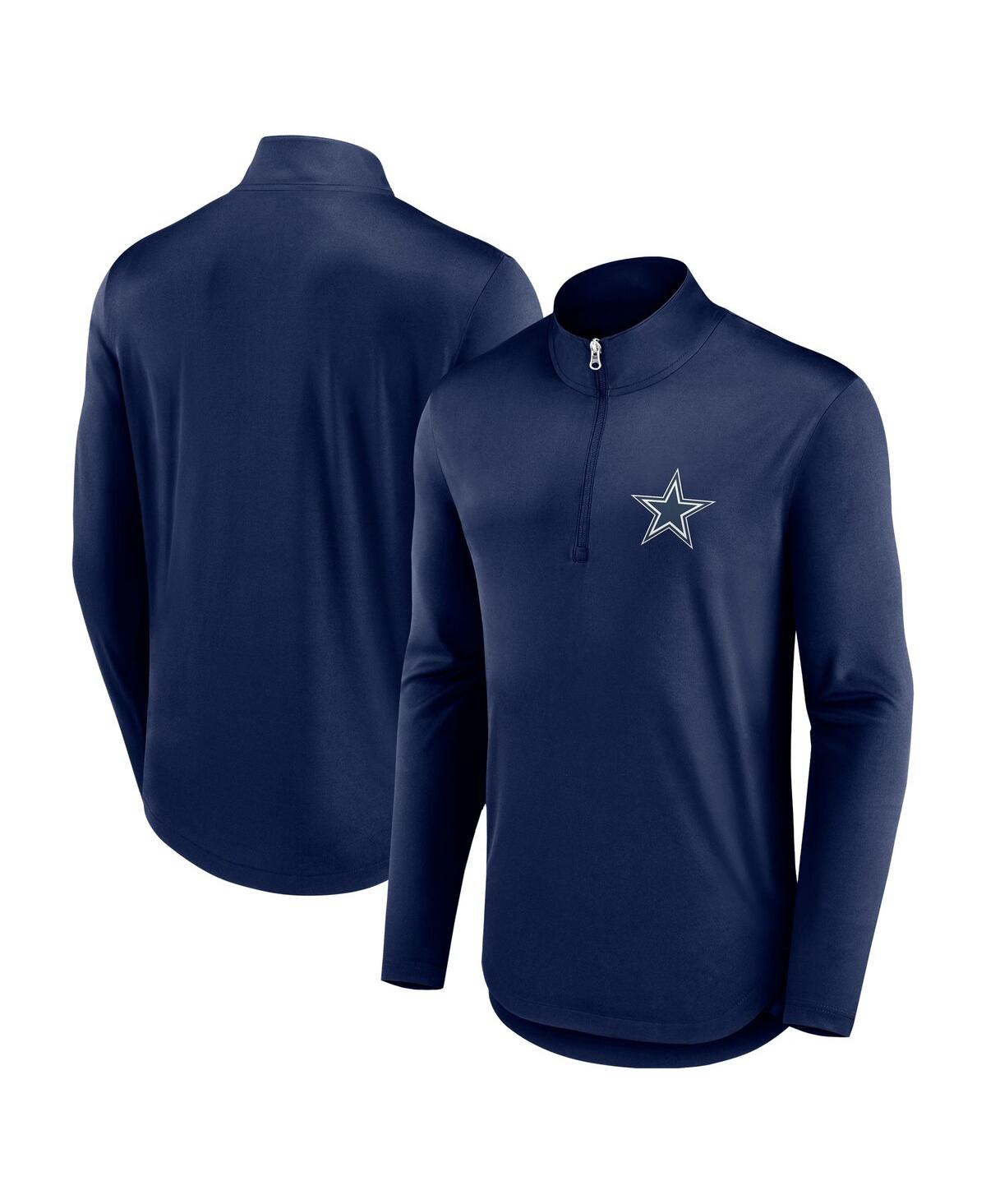 Shop Fanatics Men's  Navy Dallas Cowboys Quarterback Quarter-zip Top
