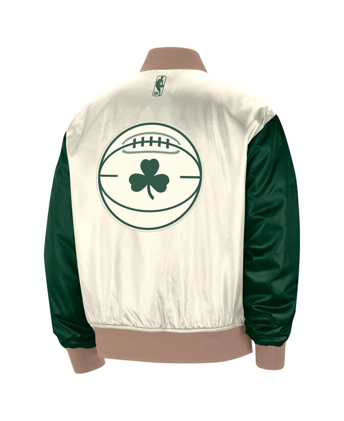Shop Nike Men's  Cream Boston Celtics 2023/24 City Edition Courtside Premier Full-snap Bomber Jacket
