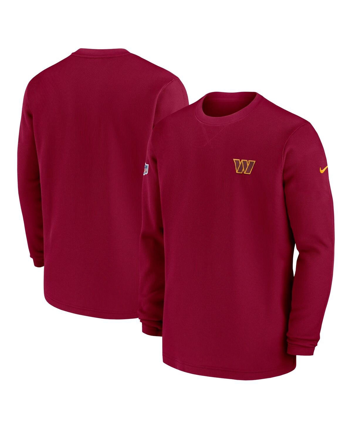 Shop Nike Men's  Burgundy Washington Commanders 2023 Sideline Throwback Heavy Brushed Waffle Long Sleeve T