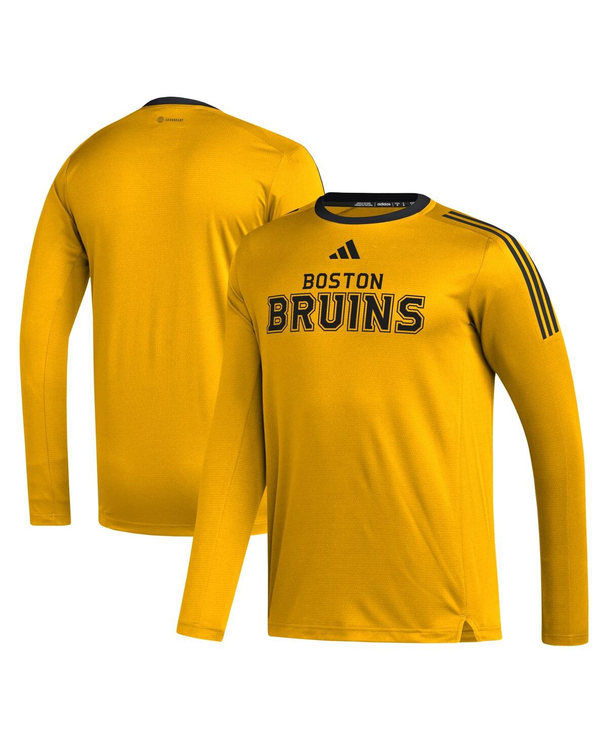 Shop Adidas Originals Men's Adidas Gold Boston Bruins Aeroready Long Sleeve T-shirt