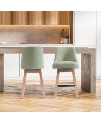 26" Upholstered Swivel Counter Height Bar Stools (Set of 2)