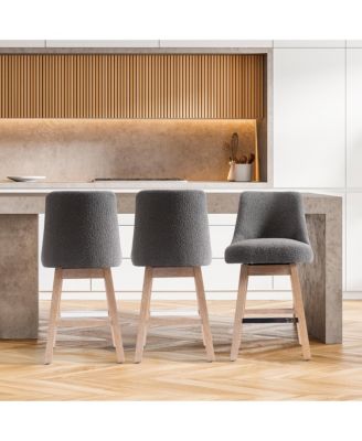 26" Upholstered Swivel Counter Height Bar Stools (Set of 3)