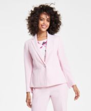 Kasper Floral Flower White Pink Polyester Suit Blazer Jacket