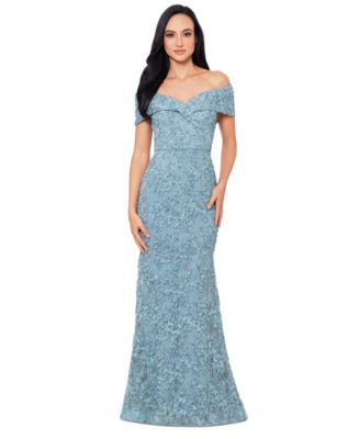 XSCAPE Off The Shoulder Lace Gown Macy s