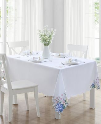 Elrene - Spring Hydrangea Bouquet Cutwork Tablecloth, 60" x 84"