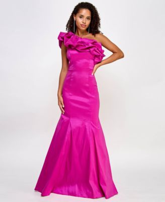 single shoulder taffeta bridesmaid dresses