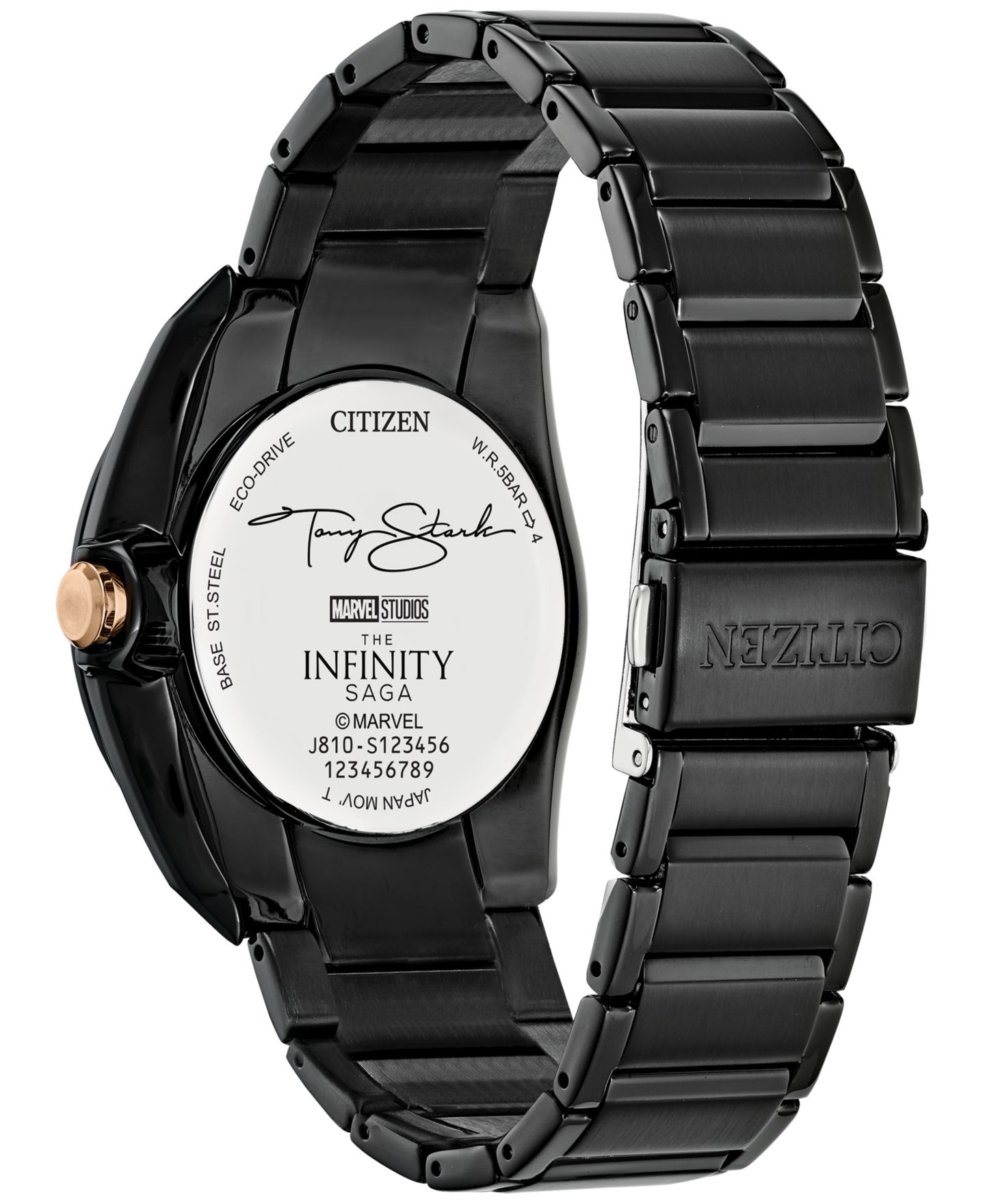 Мужские часы Citizen Marvel Classic Avengers Tony Stark Black-Tone Stainless Steel Bracelet Watch 43mm — фото 3