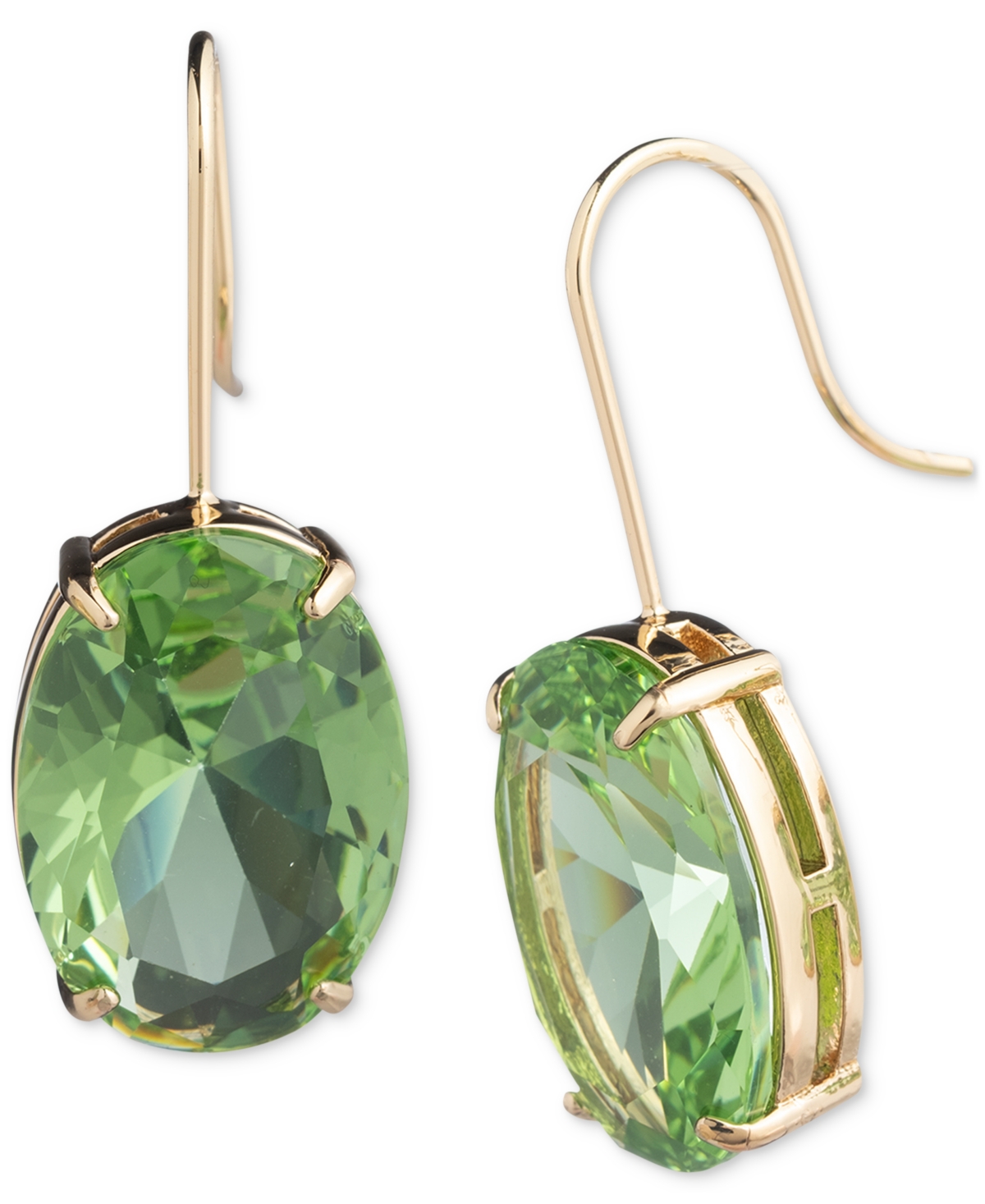 Lauren Ralph Lauren Gold-tone Oval Stone Drop Earrings In Green