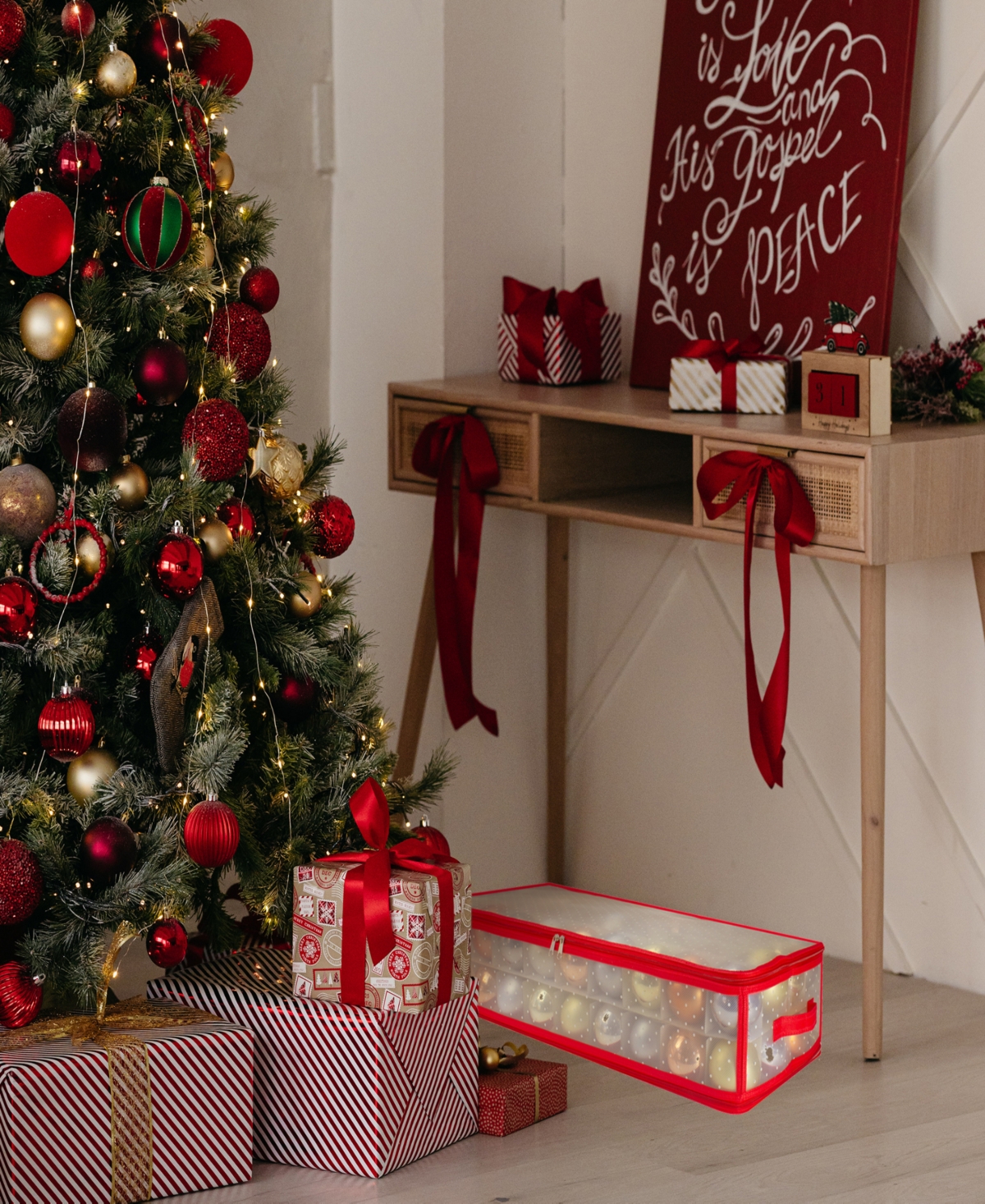 Northlight Transparent Zip Up Christmas Storage Box, Holds 80 Ornaments