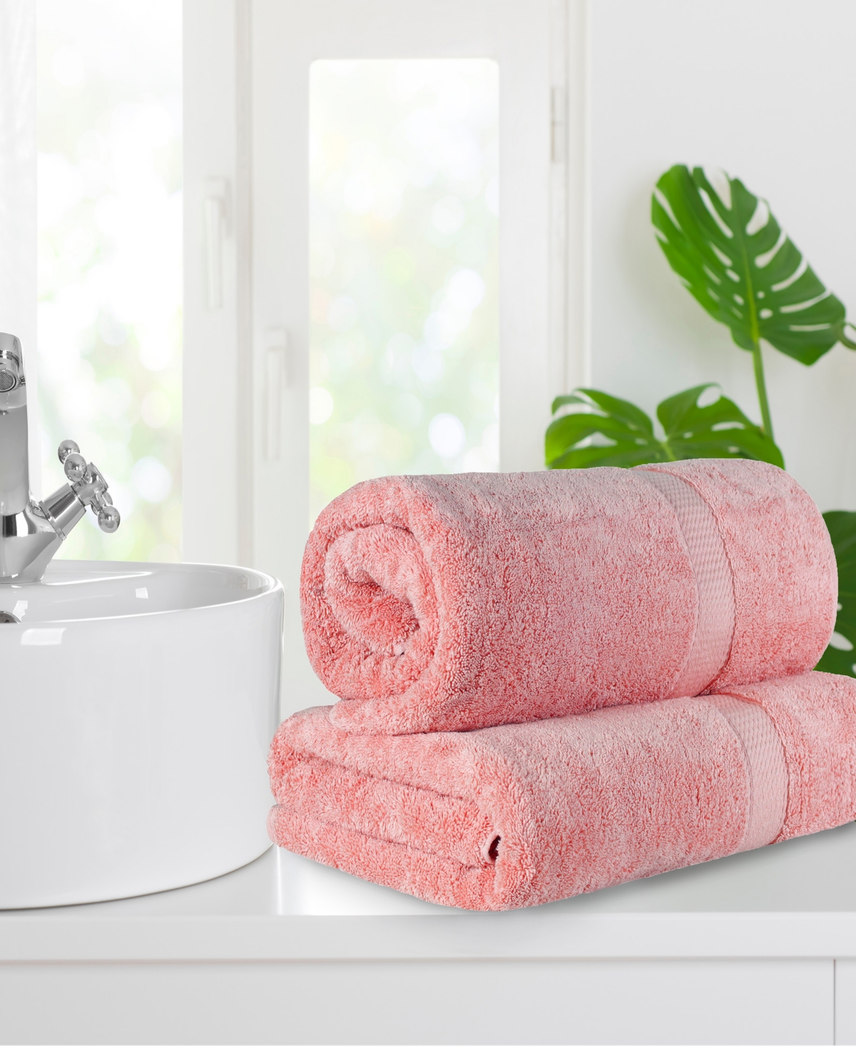 Superior Highly Absorbent 2 Piece Egyptian Cotton Ultra Plush Solid Bath Sheet Set In Tea Rose