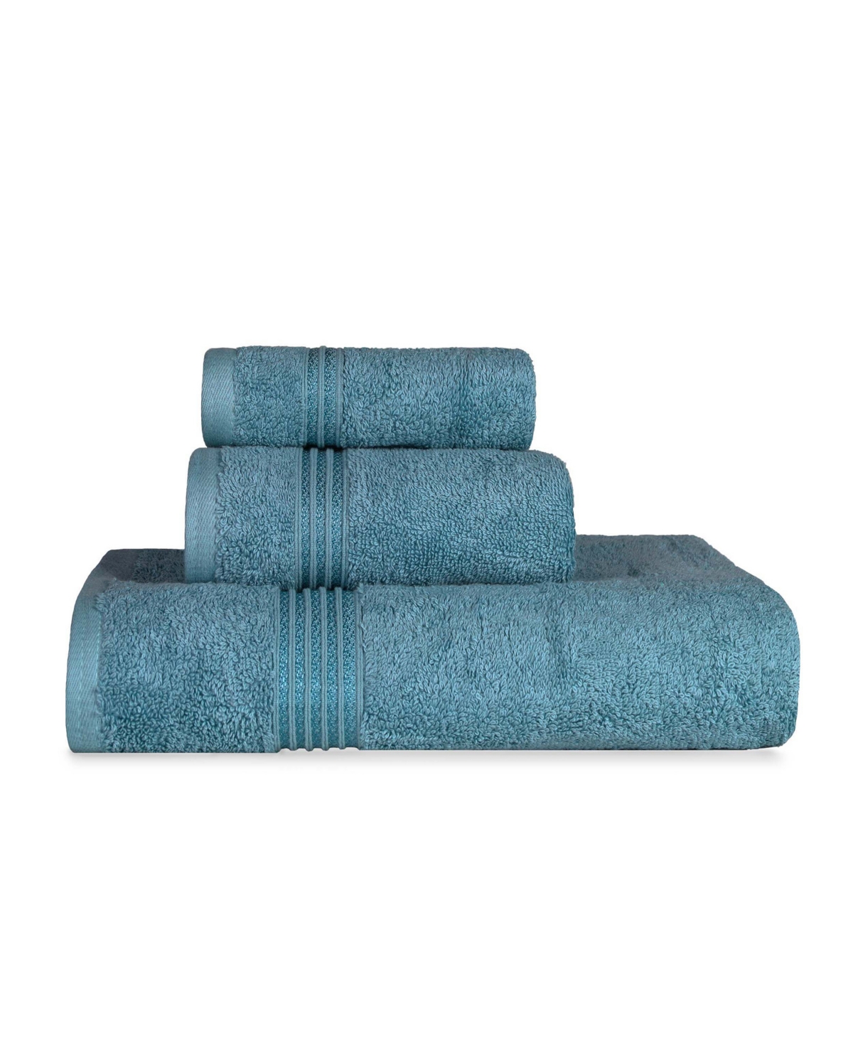 Superior Solid Quick Drying Absorbent 3 Piece Egyptian Cotton Assorted Towel Set In Sapphire