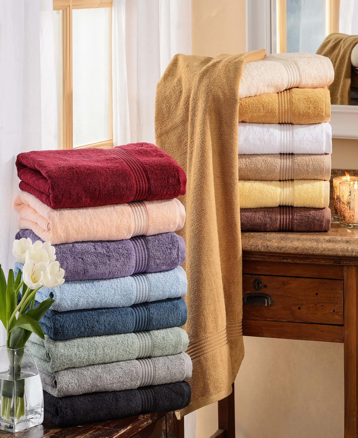 Superior Solid Quick Drying 100% Egyptian Cotton 2-Pc Bath Sheet Set