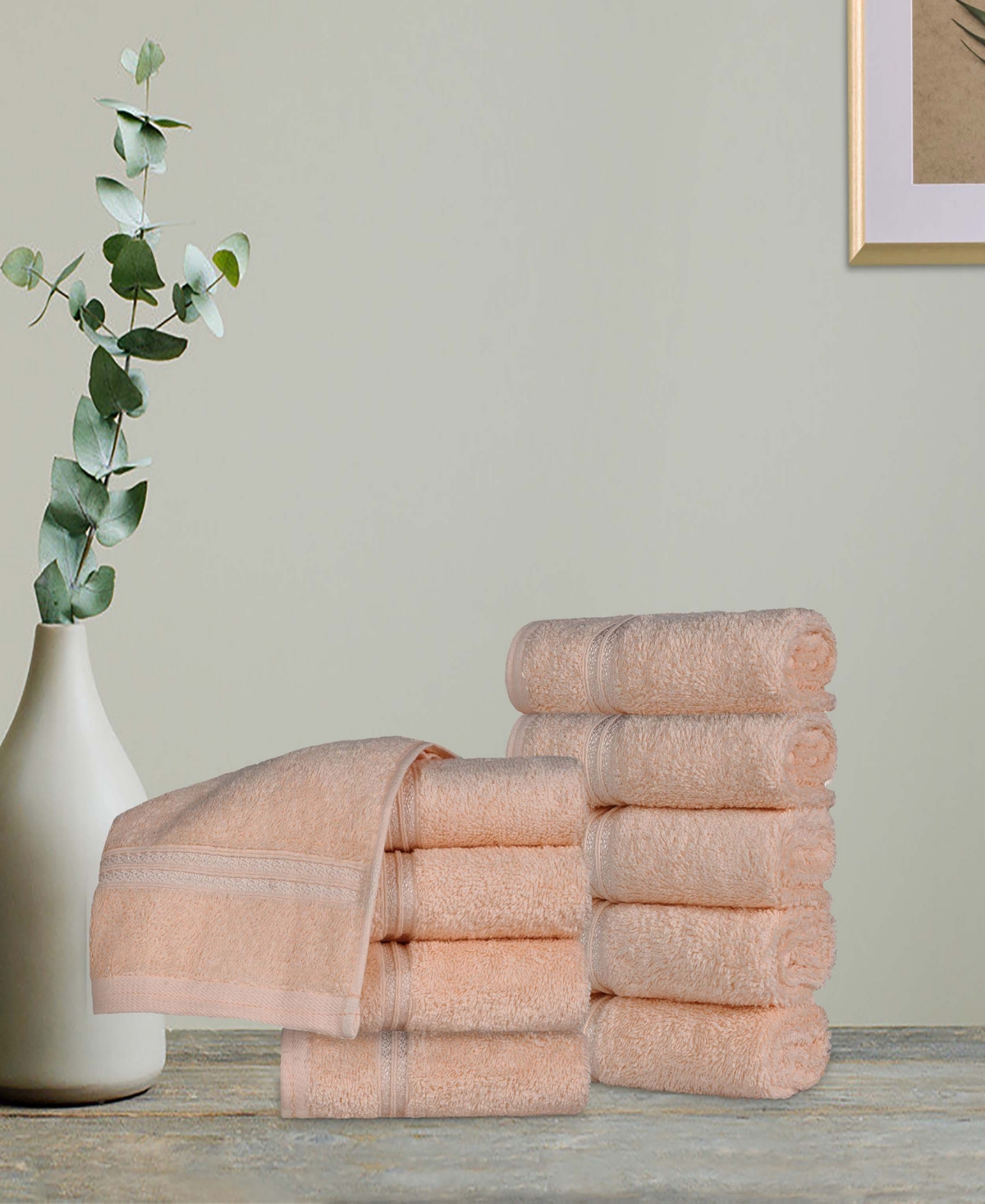 SUPERIOR SOLID QUICK DRYING EGYPTIAN COTTON 10 PIECE WASHCLOTH SET 